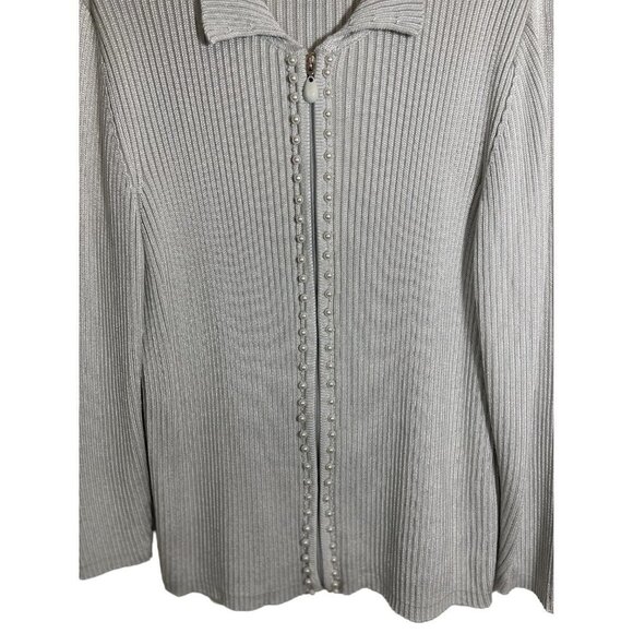 DRAPER'S & DAMON'S Elegant Women's Luxury Cardigan Large Silver/Grey Embellished - Picture 13 of 15